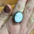 Navajo Handmade White Buffalo Adjustable Ring - Judith Dixon
