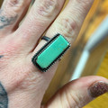 Navajo Handmade Kingman Turquoise Adjustable Ring - Tia Long