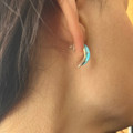 Zuni Handmade Turquoise Crescent Post Earrings - Kent Lonjose