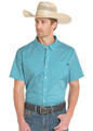 Rock & Roll Men's Teal Geometric Reflex Short Sleeve Shirt