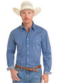 Panhandle Men's Blue Geometric Print Long Sleeve Snap Shirt RMN2S08268