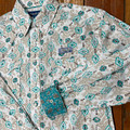 Panhandle Men's Turquoise Aztec Paisley Long Sleeve Snap Shirt