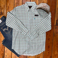 Rock & Roll Men's Teal Medallion Long Sleeve Button Shirt BMB2S08319