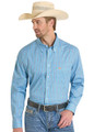 Rock & Roll Men's Aqua Geometric Long Sleeve Button Shirt BMB2S08326