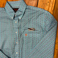 Rock & Roll Men's Aqua Geometric Long Sleeve Button Down