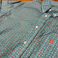 Rock & Roll Men's Aqua Geometric Long Sleeve Button Shirt BMB2S08326
