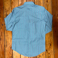 Rock & Roll Men's Aqua Geometric Long Sleeve Button Shirt BMB2S08326