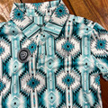 Rock & Roll Boy's Turquoise Southwestern Aztec Polo Shirt BB51T08335