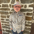 Panhandle Boy's Tan Southwest Print Long Sleeve Snap Shirt