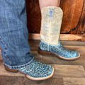Tin Haul Women's Blue and Cream Charmcut Floral Boot