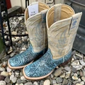 Tin Haul Women's Blue and Cream Charmcut Floral Boots 14-021-0007-1572-BR