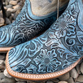 Tin Haul Women's Blue and Cream Charmcut Floral Boot