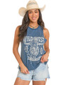 Rock & Roll Ladies Navy Wild West Graphic Muscle Tank