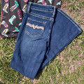 Rock & Roll Girl's Pleather Embroidered Dark Vintage Bootcut Jeans BG4MD08618