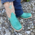 Tin Haul Big Girl's Cactatillow Teal Square Toe Boots