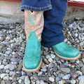 Tin Haul Big Girl's Cactatillow Teal Square Toe Boots