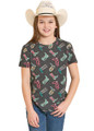 Rock & Roll Girl's Black Boot Print Tee BG21T08552
