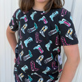 Rock & Roll Girl's Black Boot Print Tee BG21T08552