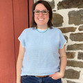 Ladies Light Blue Knit Short Sleeve Sweater Top