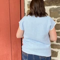 Ladies Light Blue Knit Short Sleeve Sweater Top