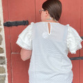 Ladies White Tiered Ruffle Sleeve Blouse