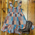 Rock & Roll Girl's Patch Print Mini Dress in Rust BGD0R08103
