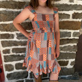Rock & Roll Girl's Patch Print Mini Dress in Rust