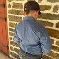 Panhandle Boy's Blue Geometric Long Sleeve Snap Shirt RBN2S08268