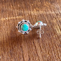 Navajo Handmade Roped Border Kingman Turquoise Earrings