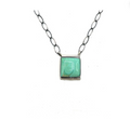Navajo Handmade Royston Turquoise Square Pendant Necklace
