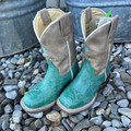 Tin Haul Little Girl's Cactatillow Teal Square Toe Boots 14-018-0102-5084 BR