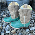 Tin Haul Little Girl's Cactatillow Teal Square Toe Boots 14-018-0102-5084 BR