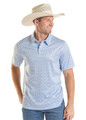 Panhandle Mens Short Sleeve Blue Polo Snap Shirt TM51T08972