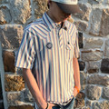 Rock & Roll Men's Cream Striped Western Polo Shirt