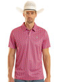 Rock & Roll Mens Hot Pink Mini Aztec Geometric Polo