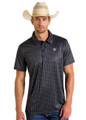 Rock & Roll Mens Black Geometric Printed Polo Shirt