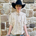 Hooey Men's "Sol" Cream Striped Short Sleeve Snap Shirt