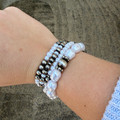 6mm Faux Navajo & White Pearl Stretch Bracelet BB04165-SBPL-1