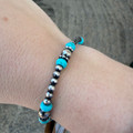 Faux Navajo Pearl with Turquoise Spacers Stretch Bracelet BB04161-SBTQ-4