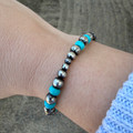 Graduated Faux Navajo & Turquoise Bead Stretch Bracelet BB04160-SBTQ