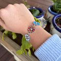 Patriotic Rhinestone Flower Toggle Bracelet BB04040-SBMT