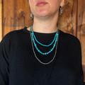 Triple Strand Mixed Faux Navajo & Turquoise Bead Necklace AN5235-SBTQ