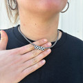 Faux Navajo & Black Checkered Pendant Choker AN4887-SBBK