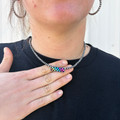 Faux Navajo & Rainbow Checkered Pendant Choker AN4887-SBMT