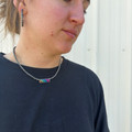 Faux Navajo & Rainbow Checkered Pendant Choker AN4887-SBMT
