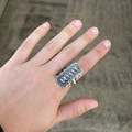 Textured Silver Rectangle Stretch Ring AR0750-SB