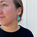 Turquoise Rope Border Oval Dangle Earrings AE9062-SBTQ
