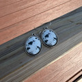 White Buffalo Rope Border Oval Dangle Earrings AE9062-SBWB