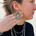 Faux Navajo & Turquoise Bead Teardrop Dangle Earrings AE9171-SBTQ