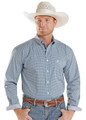 Panhandle Men's Long Sleeve Blue Geo Button Shirt RMB2S08913